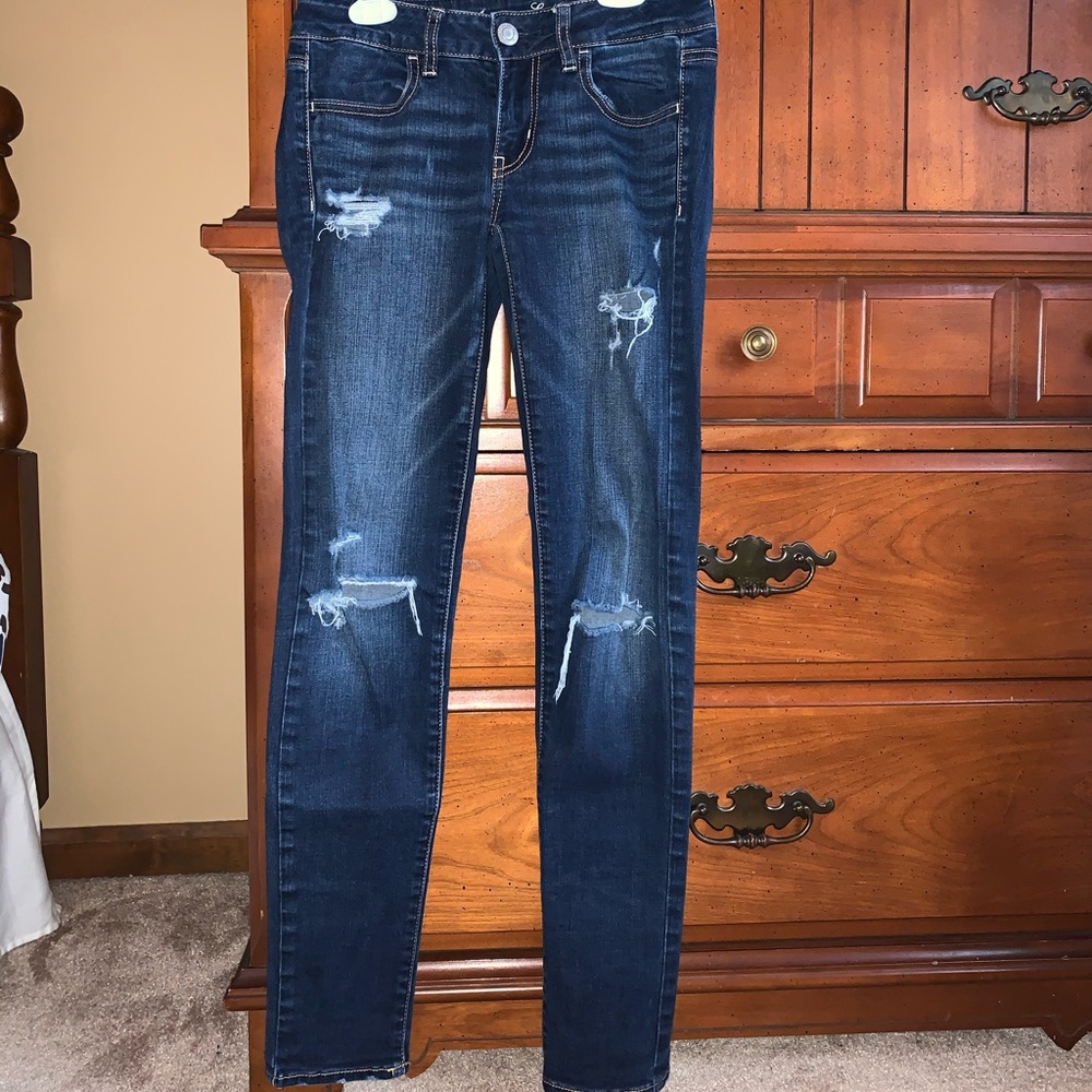 American Eagle distressed jeggings in size 2.